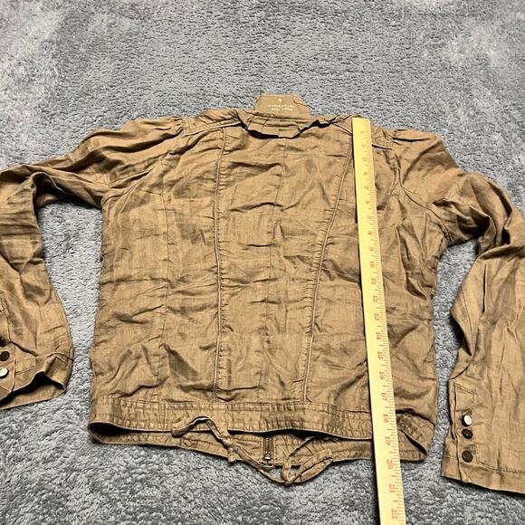 Anthropologie Hei Hei Bomber Jacket Womens 6 Small Linen Pleated Zip Military - Picture 7 of 9